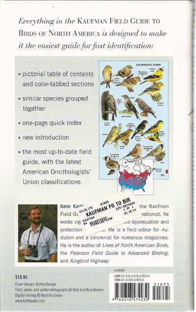 Kaufman Field Guide to Birds of North America Hardcover Kenn Kaufman