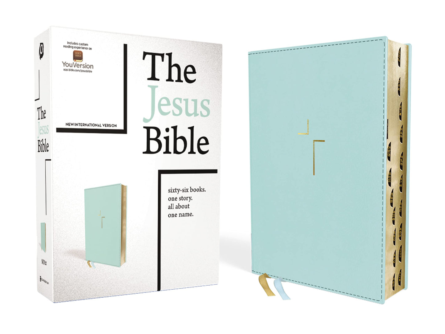 The Jesus Bible, NIV Edition, (With Thumb Tabs to Help Locate the Books of the Bible), Leathersoft, Teal, Thumb Indexed, Comfort Print