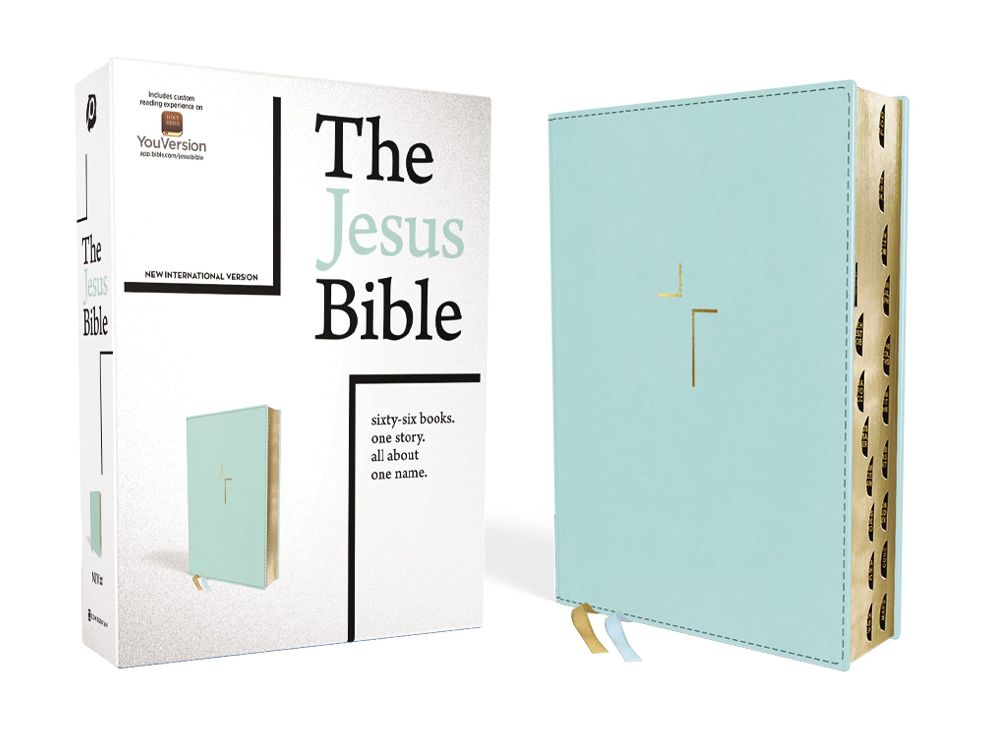 The Jesus Bible, NIV Edition, (With Thumb Tabs to Help Locate the Books of the Bible), Leathersoft, Teal, Thumb Indexed, Comfort Print