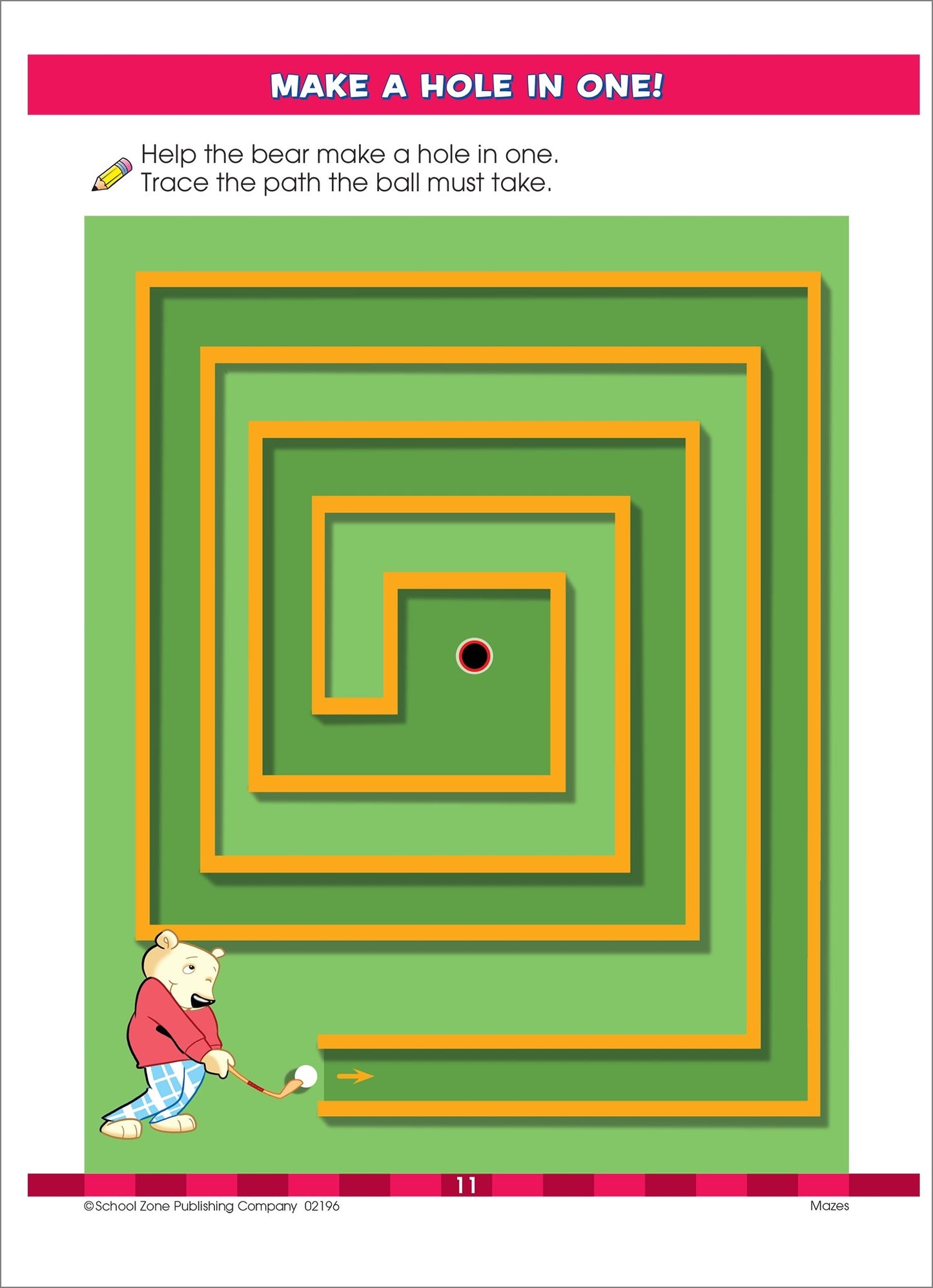 School Zone Mazes Preschool Workbook: 32 Pages, Pre-K, Kindergarten, Maze Puzzles, Colorful Pictures, Ages 3 to 5 (Activity Zone Book Series)