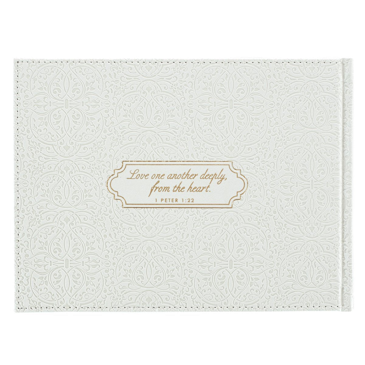 Wedding Guest Book - Mr. and Mrs. Our Wedding - Lacey White Faux Leather w/Inspirational Quotes Scripture - Visitor Register Sign-in Book for Events
