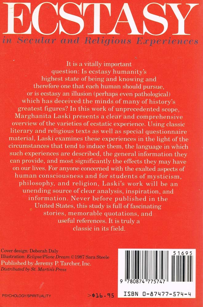 Ecstasy in Secular and Religious Experience (Library of Spiritual Classics) — back cover