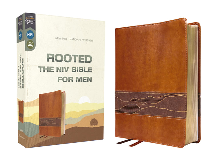 Rooted: The NIV Bible for Men, Leathersoft, Brown, Comfort Print: Shaping Men for Faithful Living in Today’s World