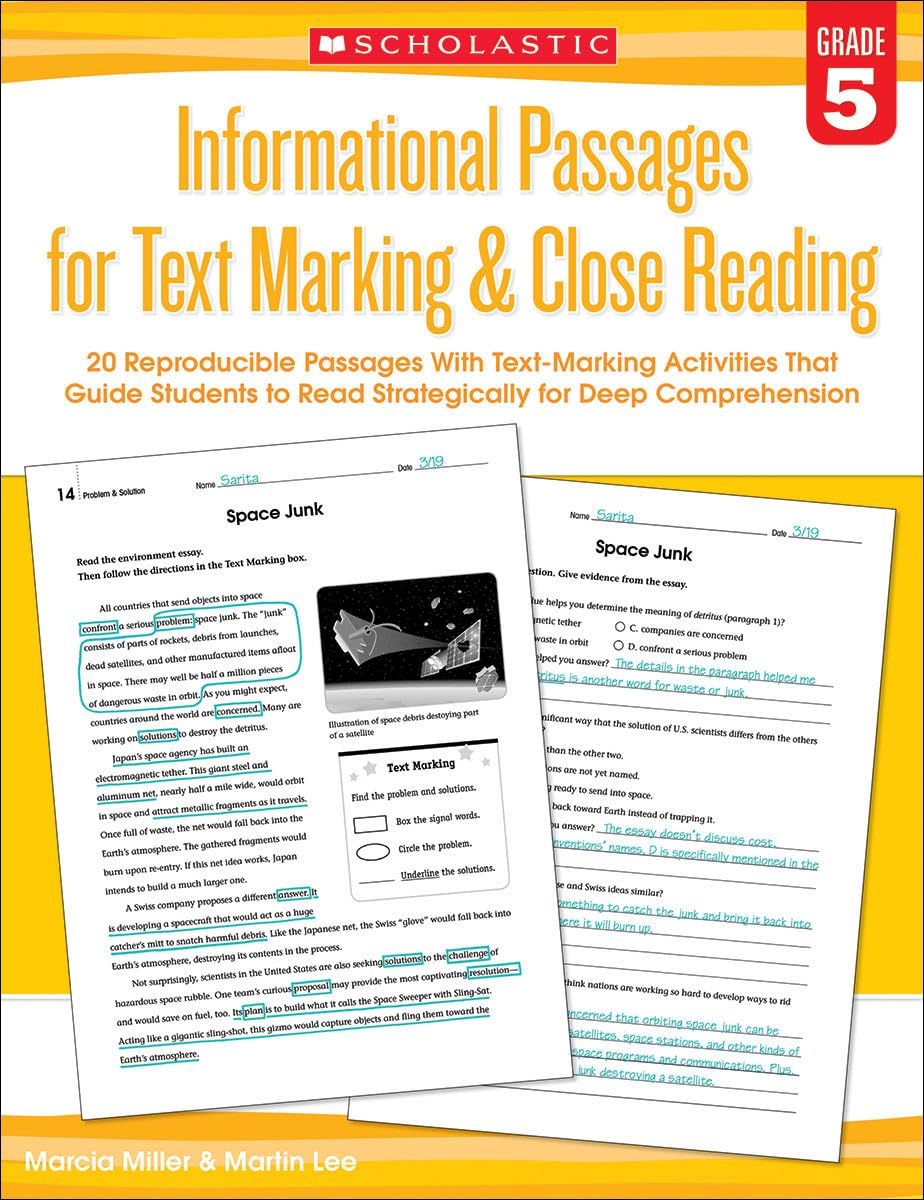 Informational Passages for Text Marking & Close Reading: Grade 5: 20 Reproducible Passages With Text-Marking Activities That Guide Students to Read Strategically for Deep Comprehension
