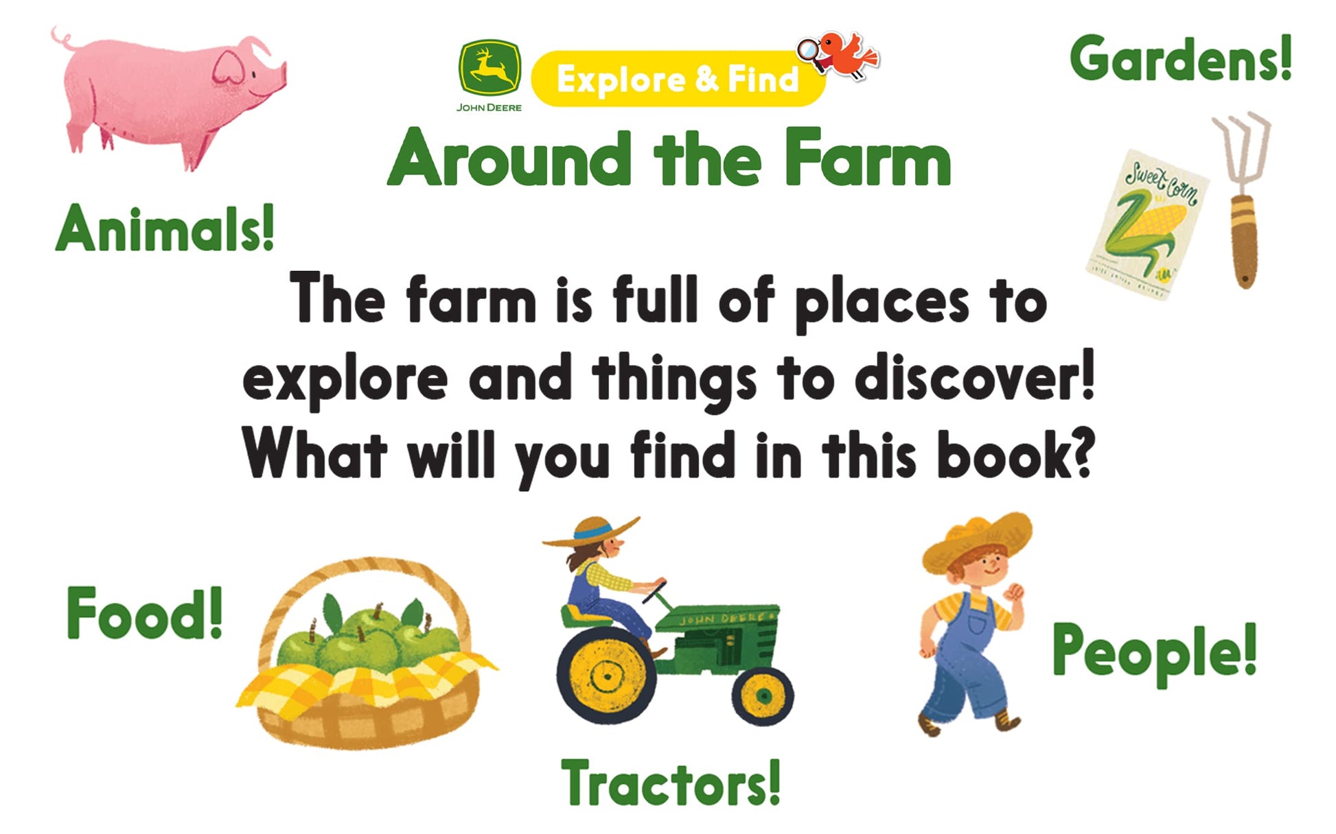 John Deere Around the Farm Explore & Find - A Hidden Look for the Pictures Beginner Board Book for Preschoolers and Toddlers Filled with Tractors, ... and More! (John Deere Explore & Find)