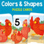 School Zone - Numbers, Colors & Shapes Puzzle Cards - Ages 4+, Numbers, Words, Vocabulary, Animal Names, Counting, and More