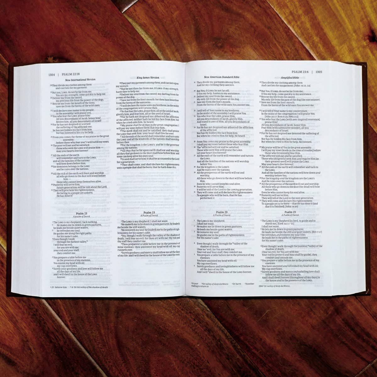NIV, KJV, NASB, Amplified, Parallel Bible, Leathersoft, Black: Four Bible Versions Together for Study and Comparison
