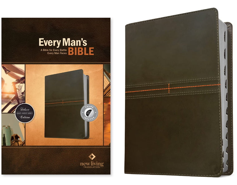Every Man's Bible NLT (LeatherLike, East-West Grey, Indexed)