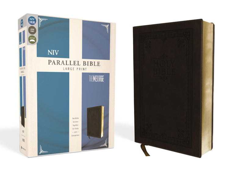 NIV, The Message, Parallel Bible, Large Print, Leathersoft, Brown: Two Bible Versions Together for Study and Comparison