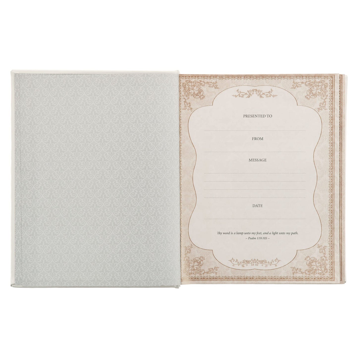 KJV Holy Bible, Classically Illustrated Heirloom Family Bible, Faux Leather Hardcover - Ribbon Markers, King James Version, White/Silver (KJV Family Editions)