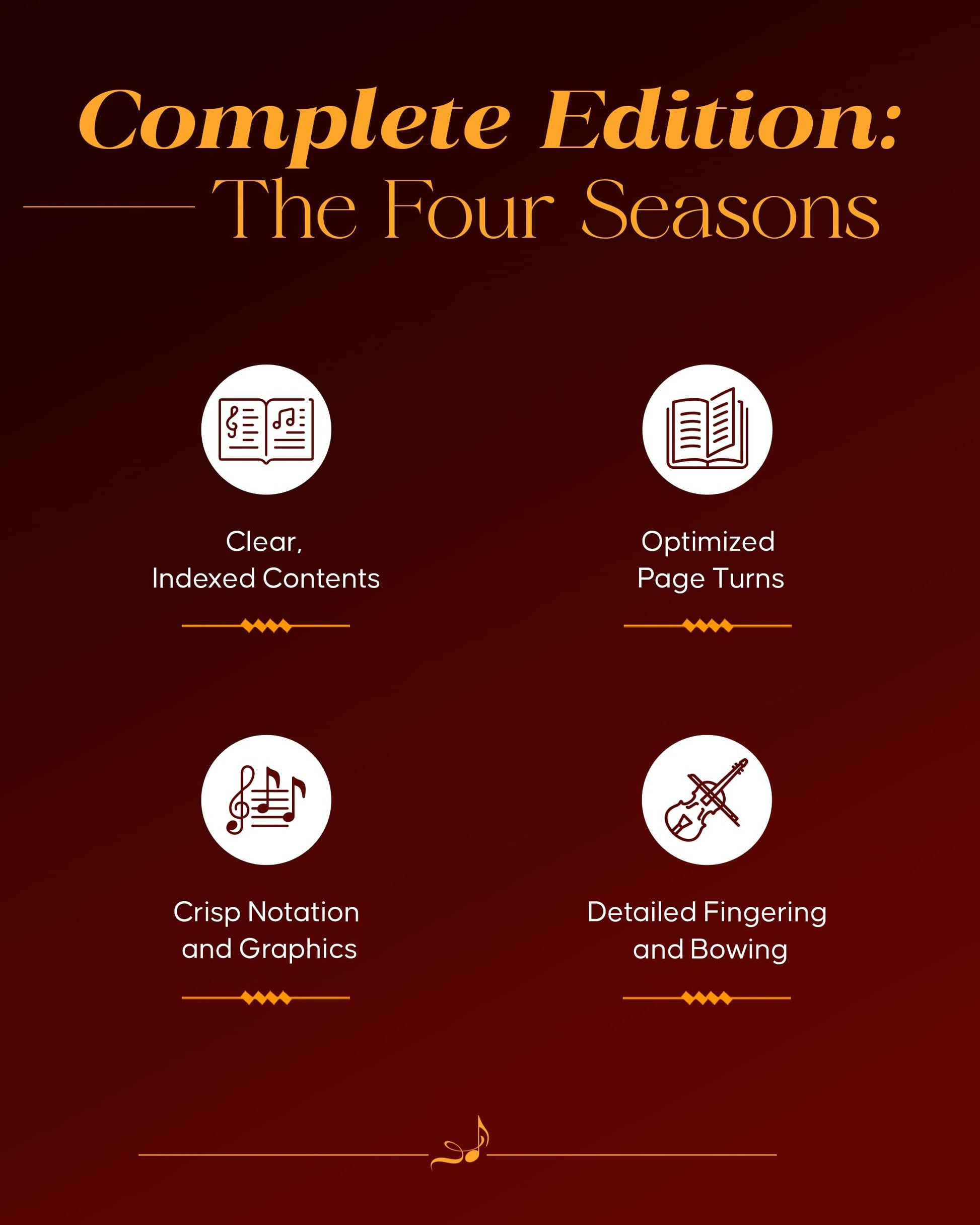 Vivaldi: The Four Seasons Complete  Violin and Piano Sheet Music Book  Baroque Masterpiece Collection for Students, Teachers, and Classical Musicians  Schirmer Library Volume 2047
