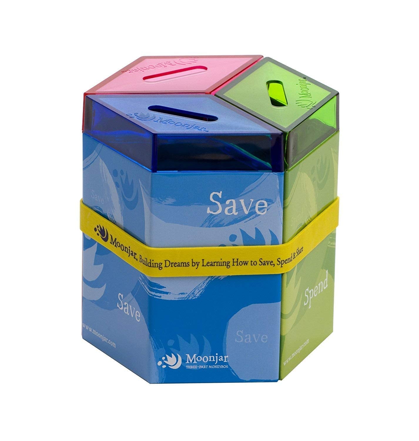 Classic MoonJar Award Winning SAVE SPEND SHARE Educational Tin Toy Bank with Passbook Moneybox for Children 3+ Years  Teaches Responsible Money Management & Financial Skills