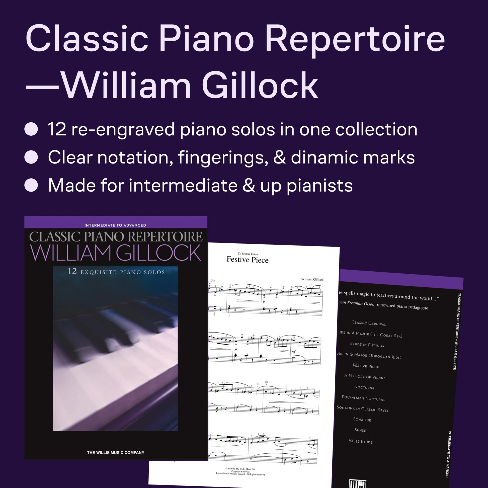 William Gillock: Classic Piano Repertoire  National Federation of Music Clubs 2020-2024 Selection  Piano Solo Sheet Music Songbook for Intermediate to Advanced Players  Recital and Study