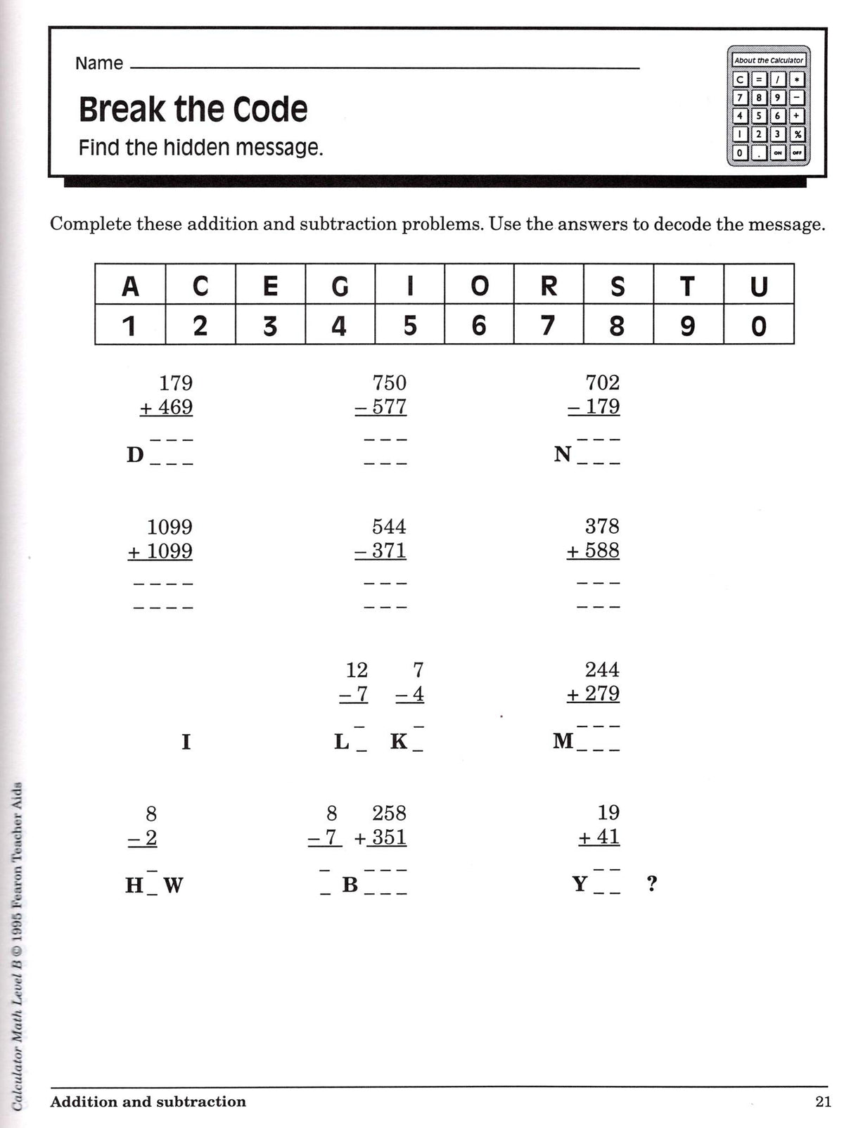 Calculator Math, Level B: Multiplication, Division, Estimation, Problem Solving, Number Games and More!