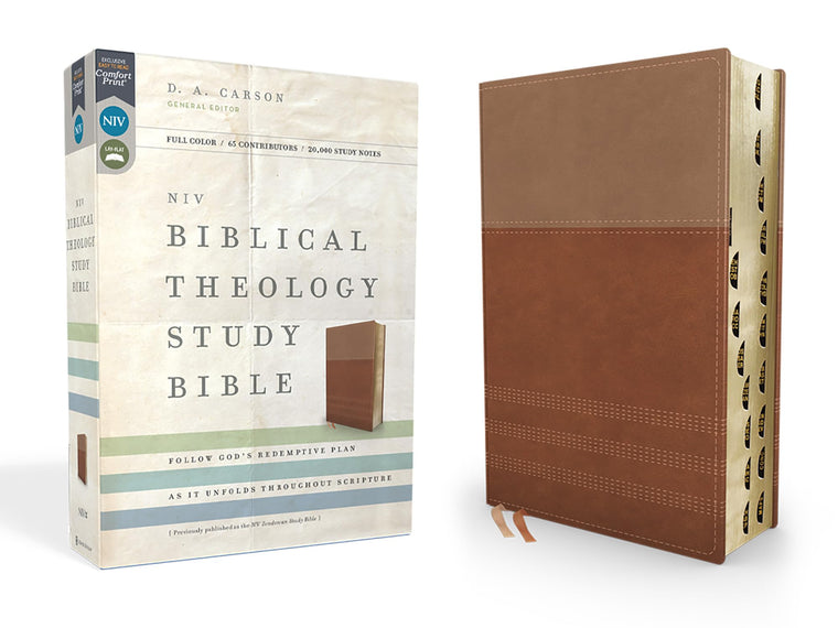 NIV, Biblical Theology Study Bible (Trace the Themes of Scripture), Leathersoft, Tan/Brown, Thumb Indexed, Comfort Print: Follow God’s Redemptive Plan as It Unfolds throughout Scripture
