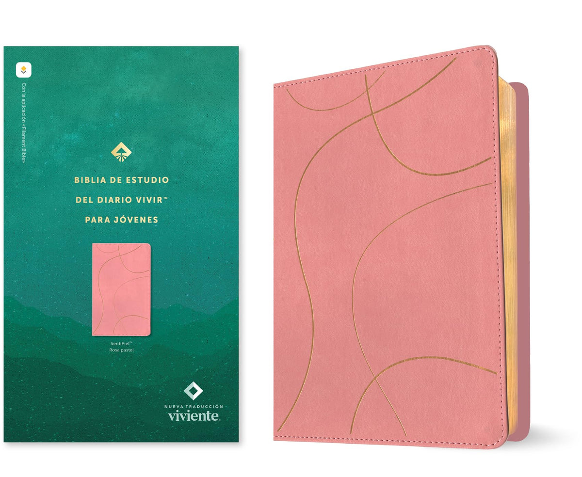 Biblia de estudio del diario vivir para jóvenes NTV con Filament (SentiPiel, Rosa pastel, Letra Roja) (Spanish Edition)