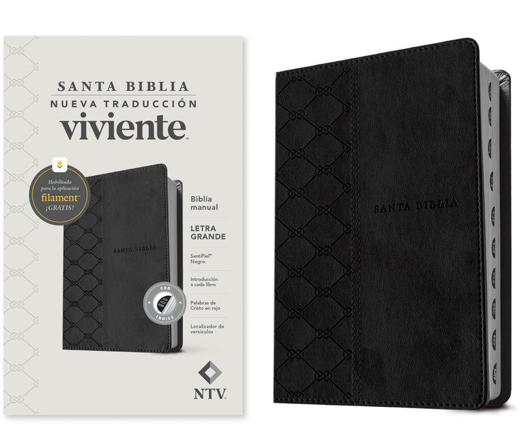 Biblia manual NTV, letra grande con Filament (SentiPiel, Negro, ndice, Letra Roja) (Spanish Edition)