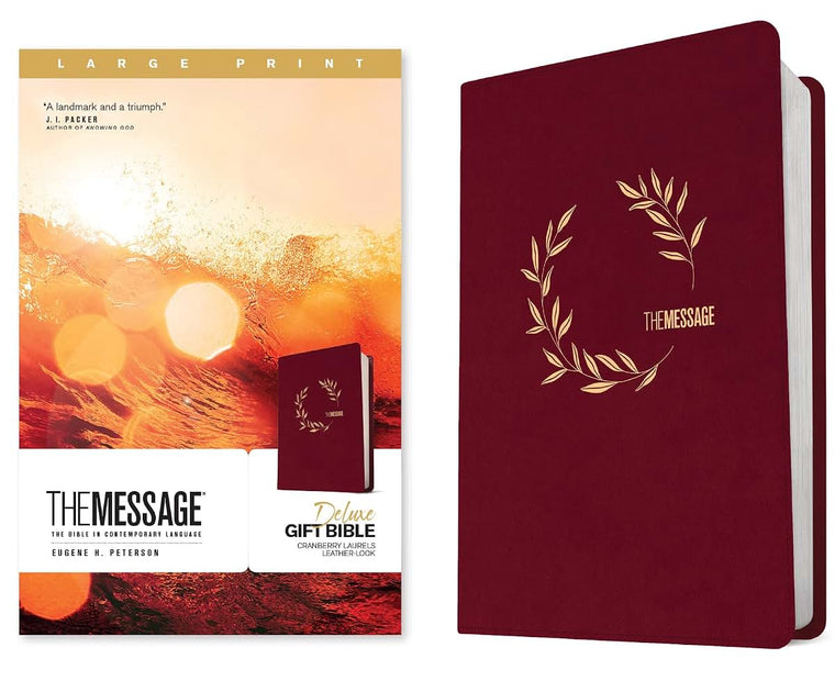The Message Deluxe Gift Bible, Large Print (Leather-Look, Cranberry Laurels): The Bible in Contemporary Language