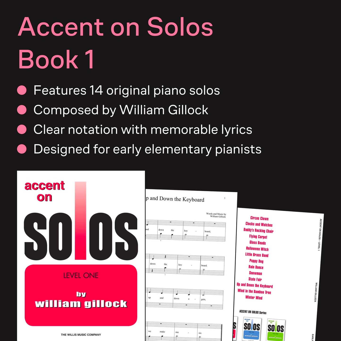 Accent on Solos -Level One (Book 1)  Early Elementary Piano Sheet Music Book for Students  Progressive Piano Solos with Lyrics for Learning Practice Lessons Recitals and Skill Development