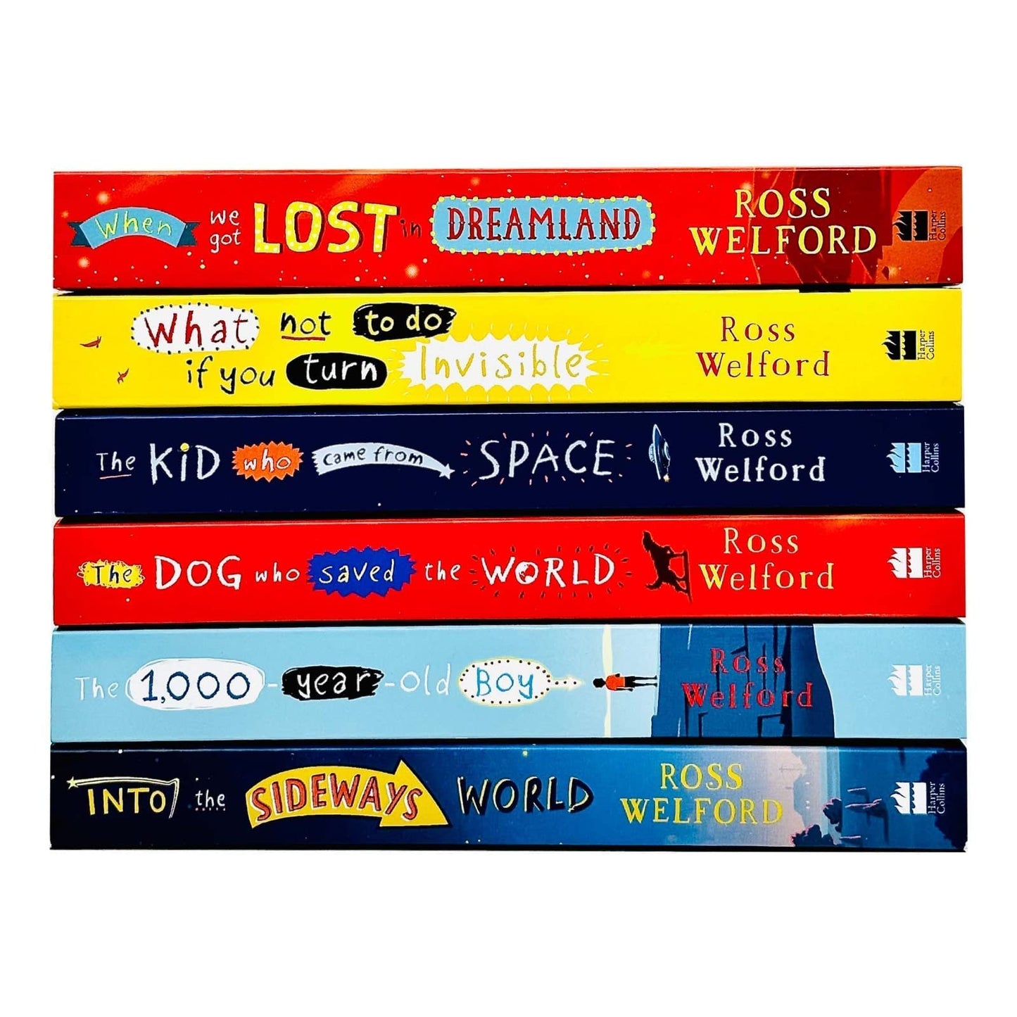 Ross Welford Collection 6 Books Set (The Dog Who Saved the World,What Not to Do If You Turn Invisible,Kid Who Came from Space,1000-year-old Boy,Into the Sideways World,When We Got Lost in Dreamland)