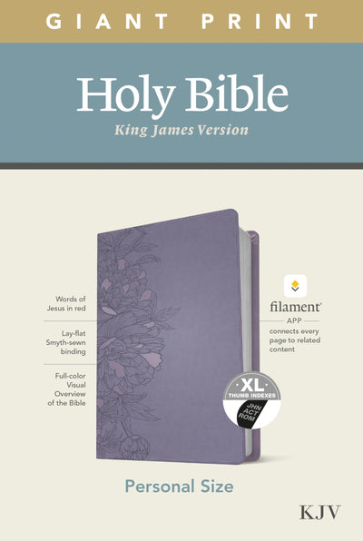KJV Personal Size Giant Print Holy Bible (Red Letter, LeatherLike, Peony Lavender, Indexed): Includes Free Access to the Filament Bible App Delivering ... Notes, Devotionals, Worship Music, and Video