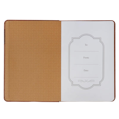 Christian Art Gifts Tan Faux Leather Journal, Be Still and Know - Psalm 46:10, Flexcover Inspirational Notebook w/Elastic Closure 160 Lined Pages w/Scripture, 5.8 x 8.5 Inches