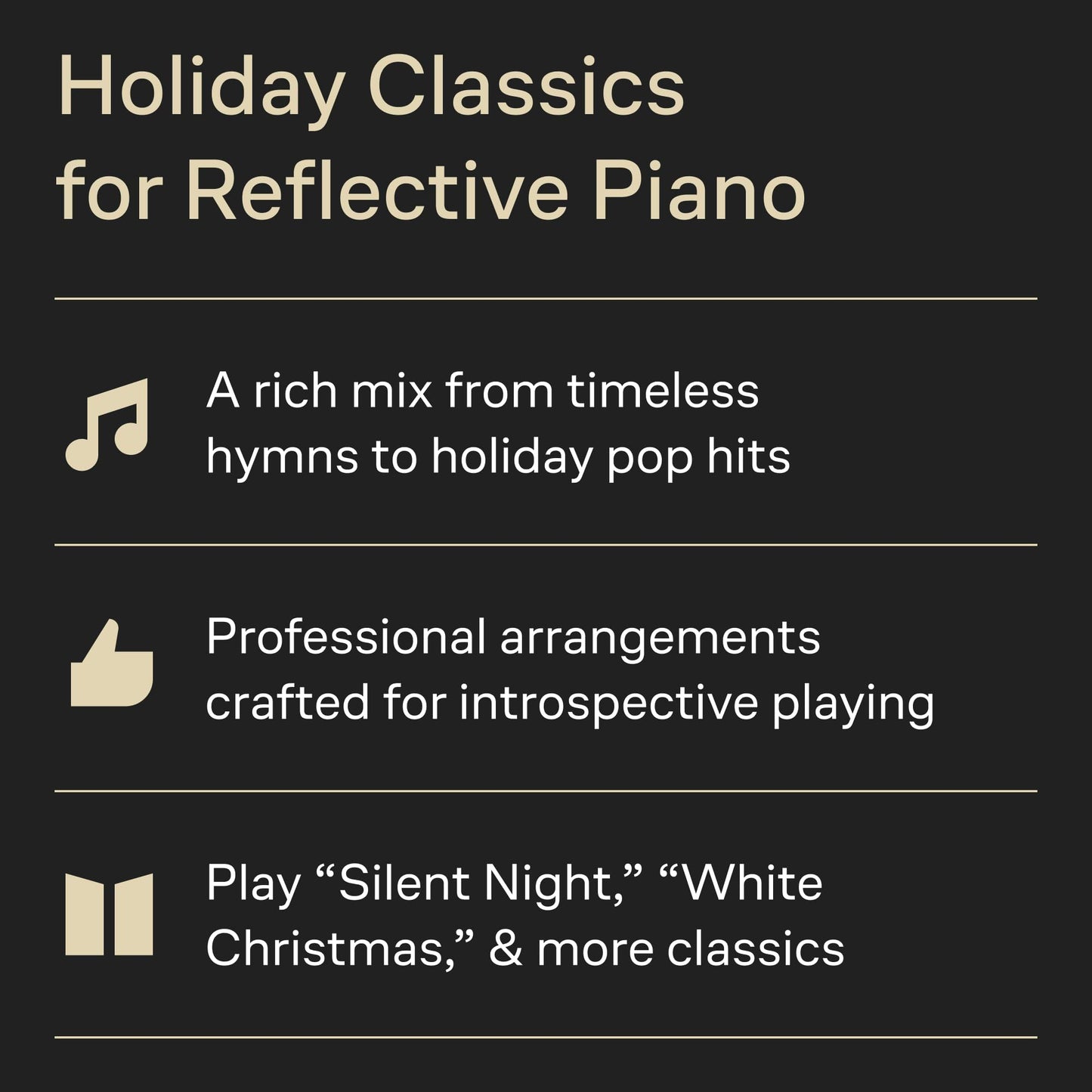 Peaceful Christmas Piano Solos  Piano Sheet Music with 30 Holiday Favorites  Relaxing Christmas Songbook for Intermediate Players  Winter Piano Music for Students, Teachers, Seasonal Performance