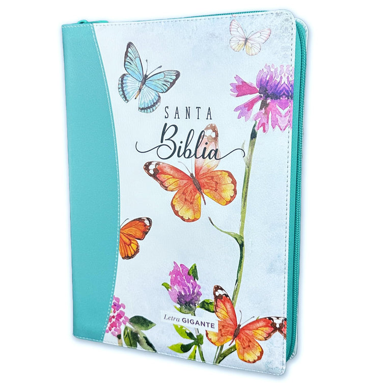 Biblia para Mujer Letra Gigante 15 puntos con Cierre Reina Valera 1960 turquesa floral con indice (Spanish Edition)