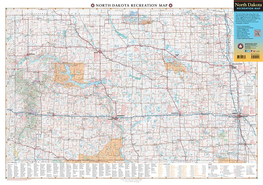 North Dakota, The Peace Garden State, Recreation Map, 2015 Edition (Benchmark)