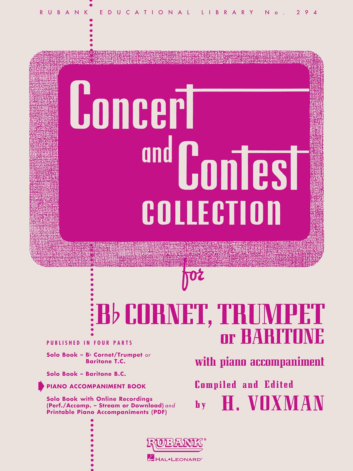 Concert and Contest Collection: Piano Accompaniment - Bb Cornet, Trumpet or Baritone (Rubank Educational Library)