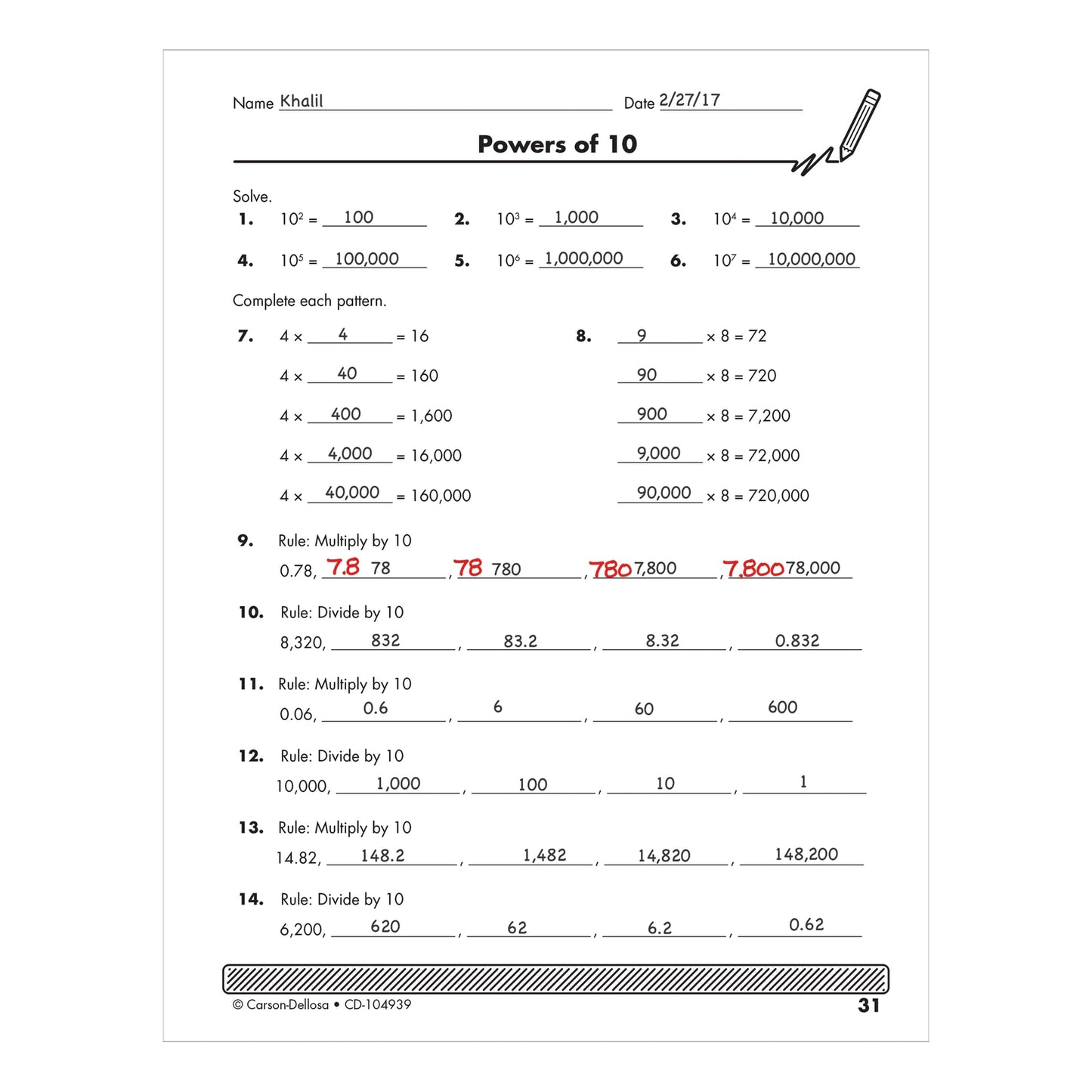 Carson Dellosa Instant Assessments for Data Tracking Book, 5th Grade Math Tests Covering Algebra, Decimals, Fractions, Geometry, and More, Classroom or Homeschool Curriculum