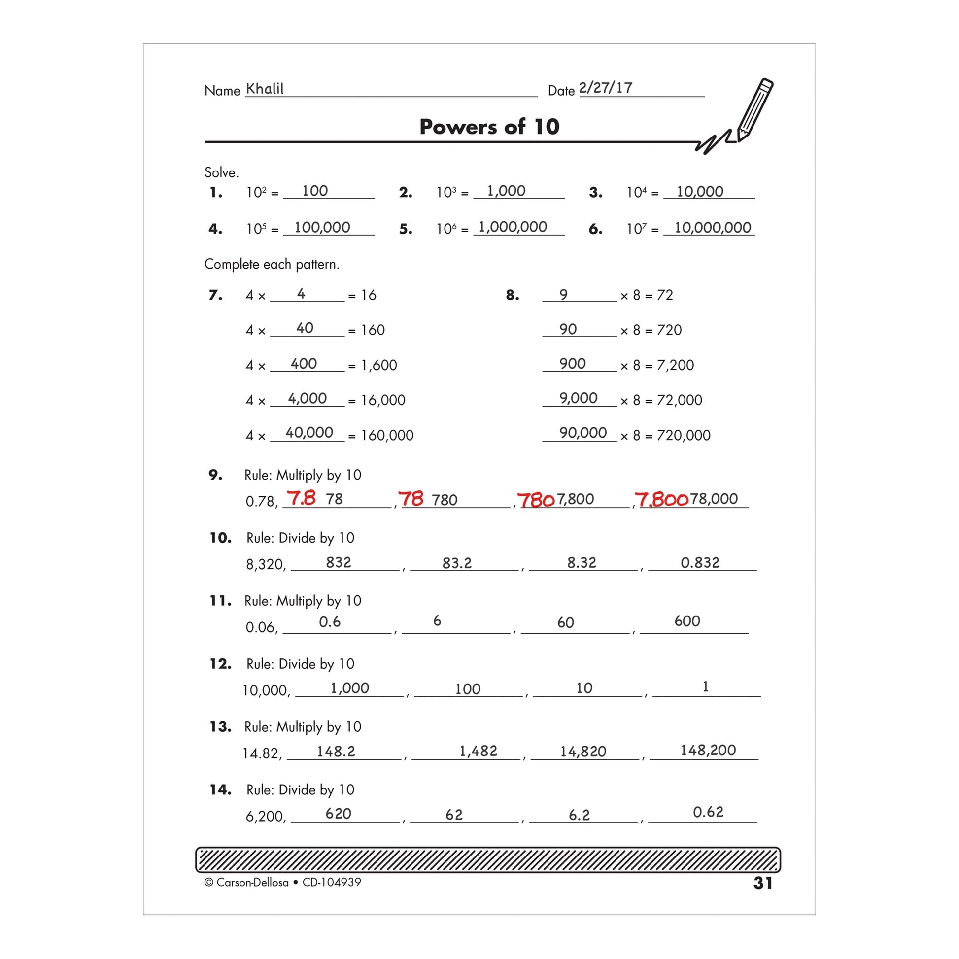Carson Dellosa Instant Assessments for Data Tracking Book, 5th Grade Math Tests Covering Algebra, Decimals, Fractions, Geometry, and More, Classroom or Homeschool Curriculum