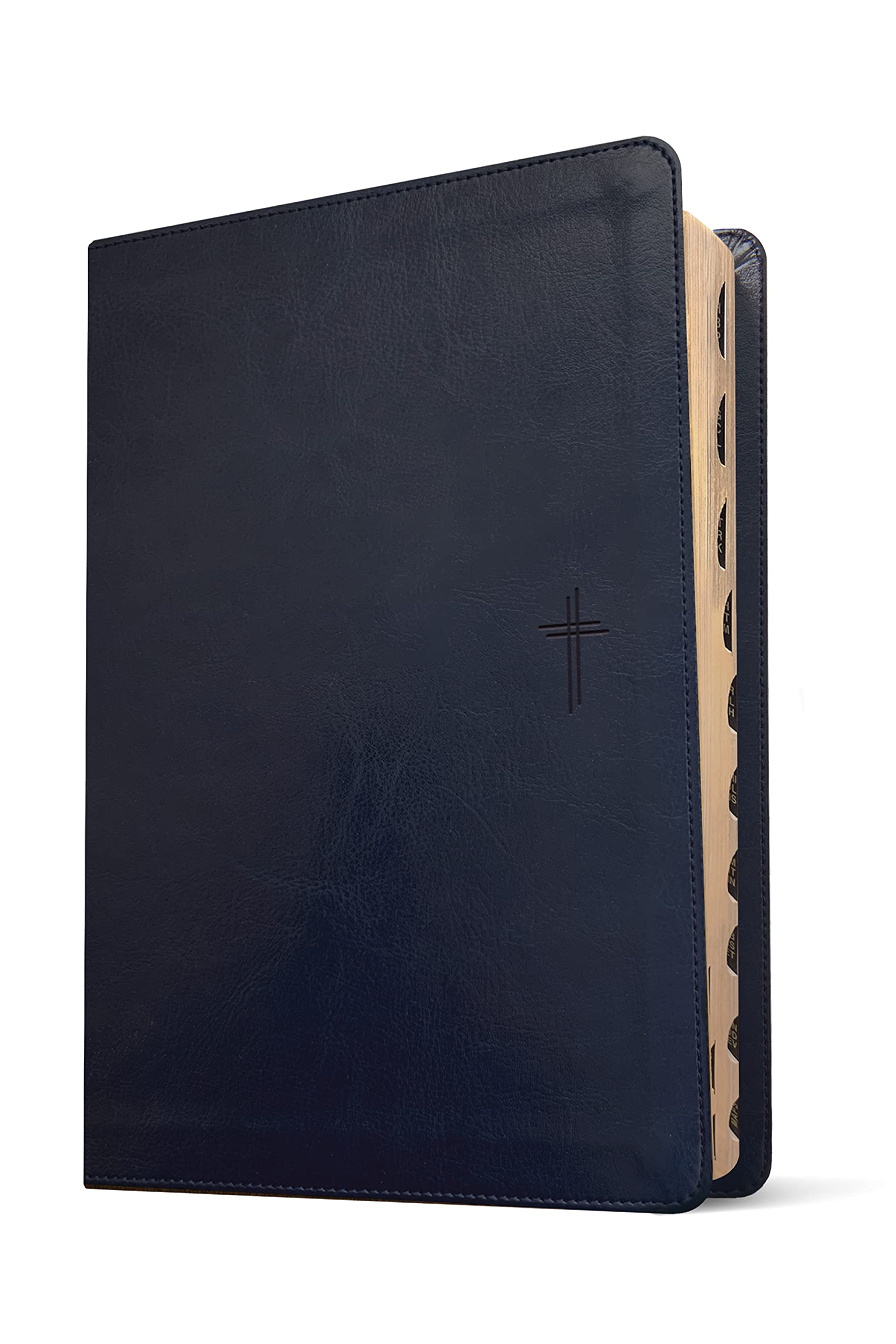 NLT Compact Giant Print Bible, Filament Enabled (LeatherLike, Navy Blue Cross, Indexed, Red Letter)