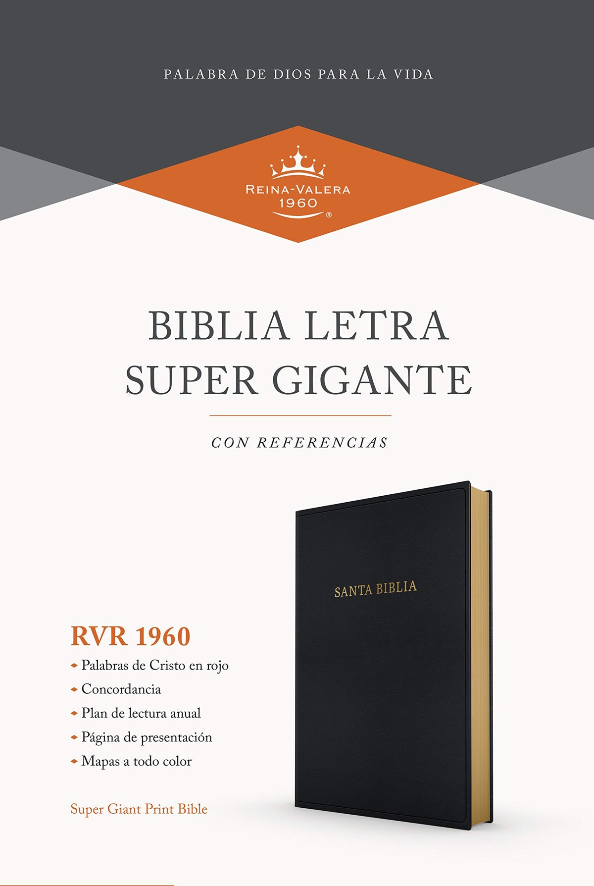 Biblia Reina Valera 1960 Letra sper gigante negro, imitacin piel  RVR 1960 Super Giant Print Bible, Black, Imitation leather (Spanish Edition)