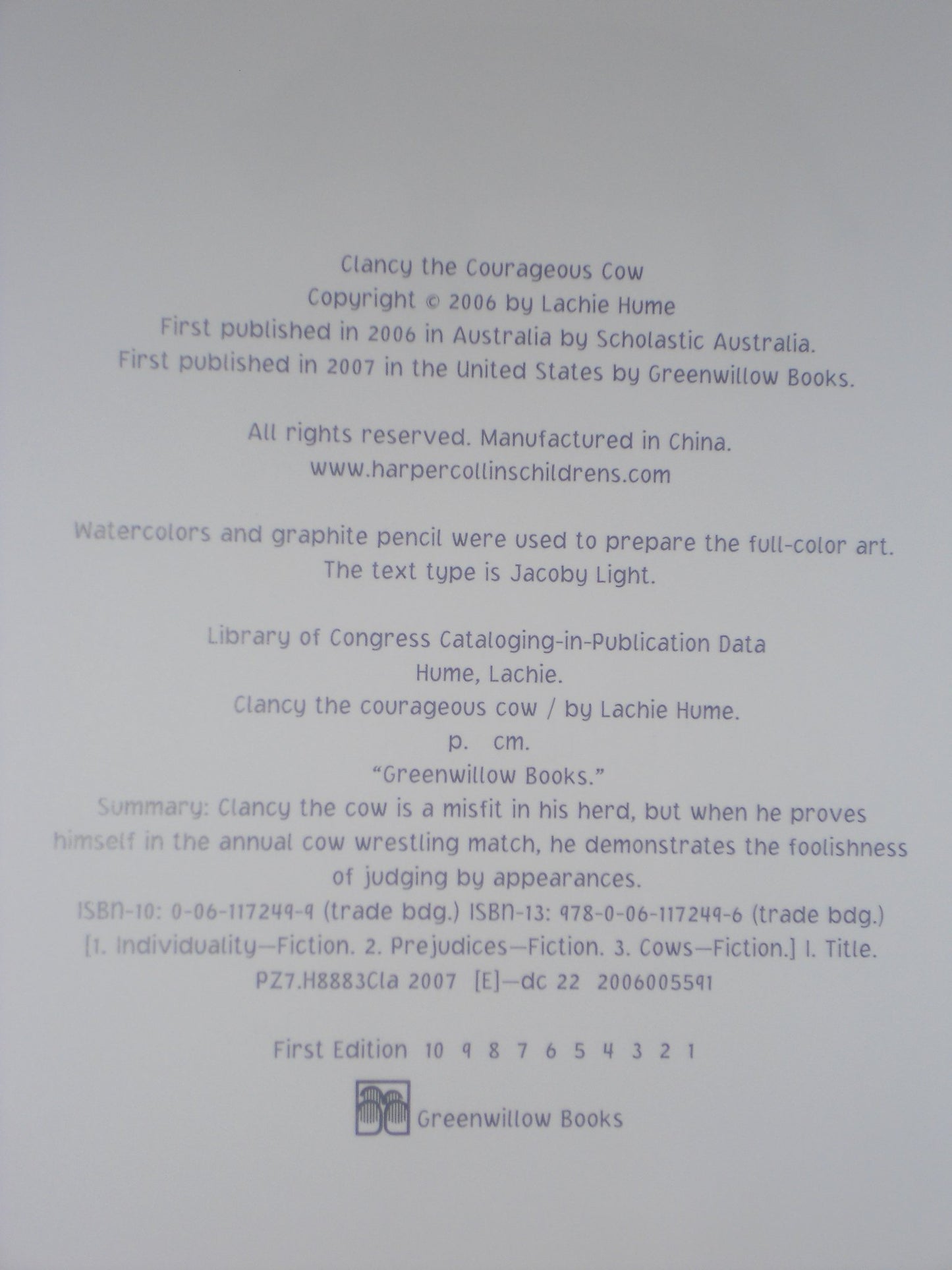 Clancy the Courageous Cow by Hume, Lachie