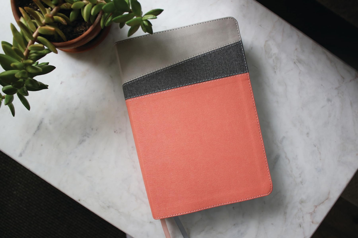 NIV Application Bible, Leathersoft, Coral/Gray, Red Letter, Thumb Indexed, Comfort Print: Bringing the Ancient Message of the Bible into Your World (NIV Application Commentary Resources)
