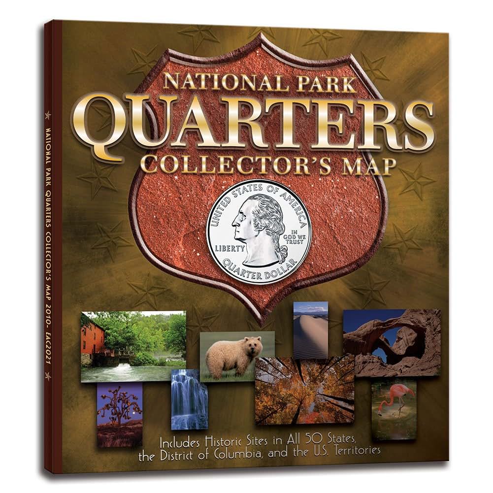 National Park Quarters Collector Map: 2010 to 2021 - Includes a bonus San Francisco ("S") minted coin