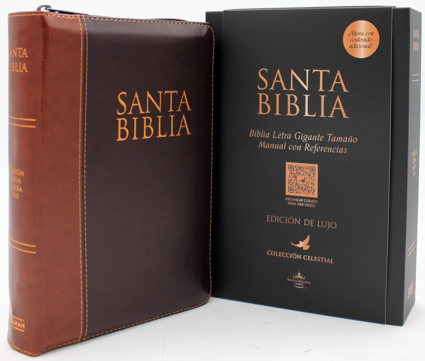 Biblia Reina Valera 1960 Letra Grande en Espa?ol de 14 puntos-Tama?o manual con Cierre, Indice, foro en semil piel color caoba/ RVR 1960 Large Giant Print Bible in Spanish edition, brown with zipper