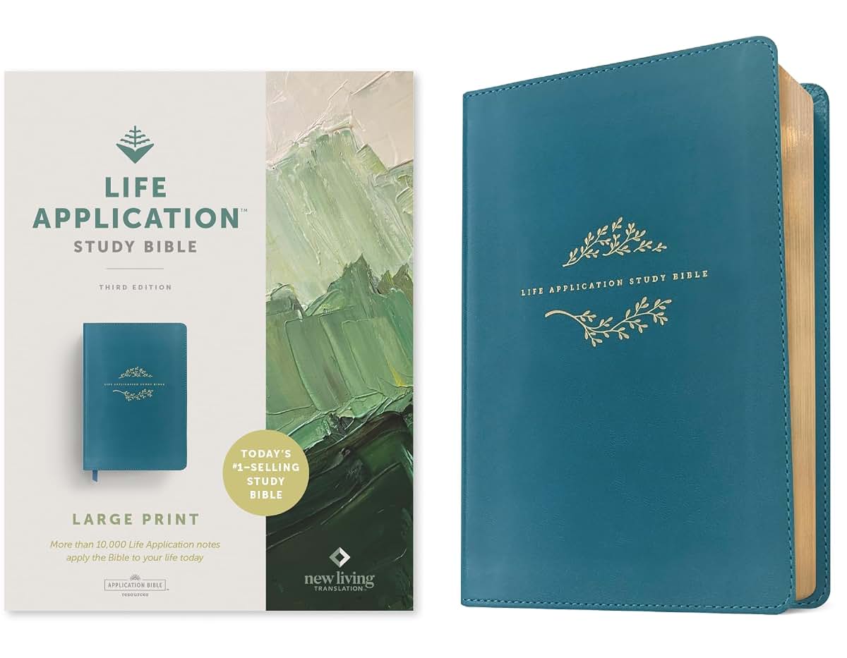NLT Life Application Study Bible, Third Edition, Large Print (LeatherLike, Teal Blue, Red Letter)