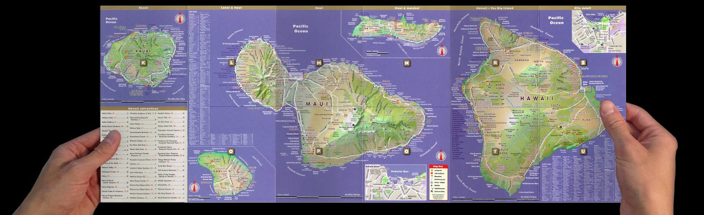 StreetSmart Hawaii Map by VanDam - Laminated pocket size City Street Map to Honolulu & the Hawaiian Islands including Oahu, The Big Island, Maui, Molokai & Lanai complete with all attractions, sights, museums, hotels and shopping