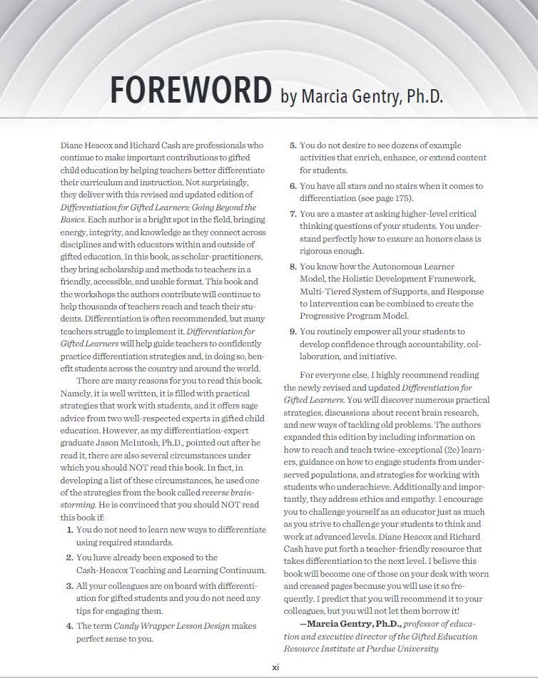 Differentiation for Gifted Learners: Going Beyond the Basics (Free Spirit Professional)