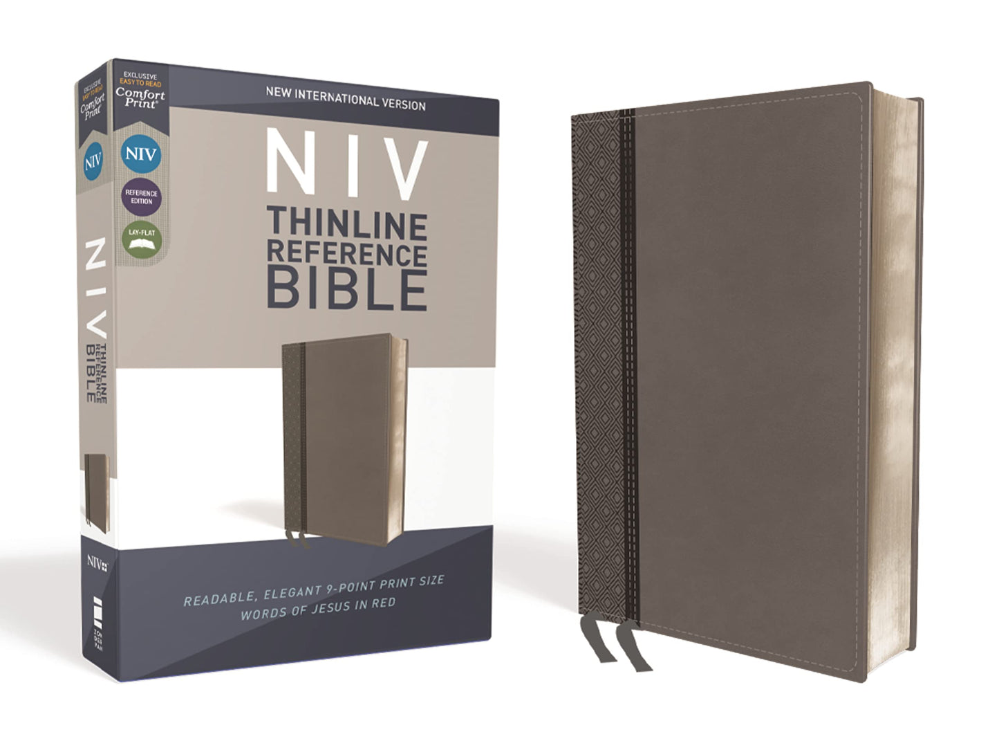 NIV, Thinline Reference Bible, Leathersoft, Gray, Red Letter