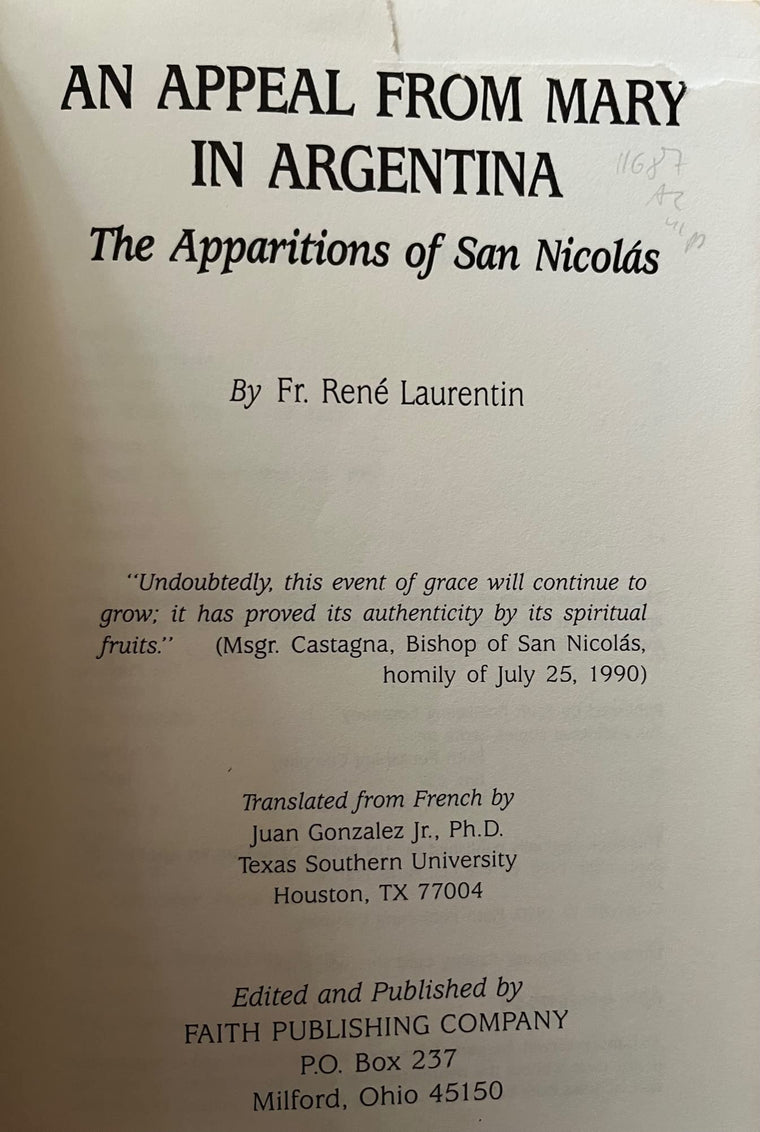 An Appeal from Mary in Argentina: The Apparitions of San Nicolas — back cover