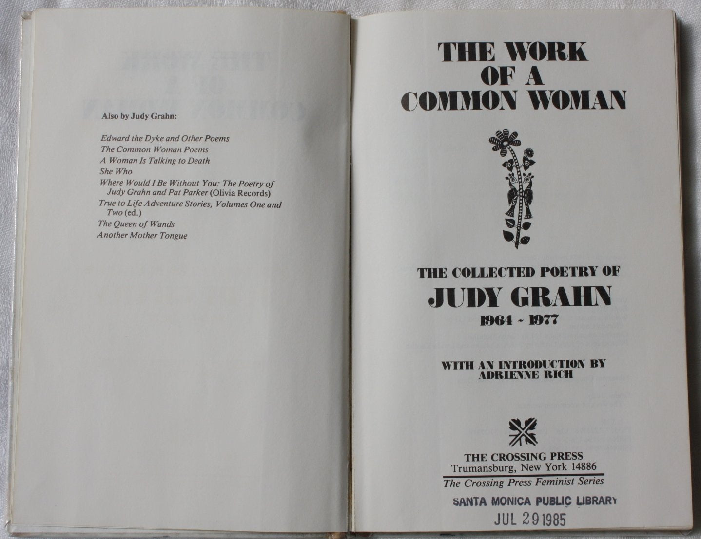 Work of a Common Woman: The Collected Poetry of Judy Grahn 1