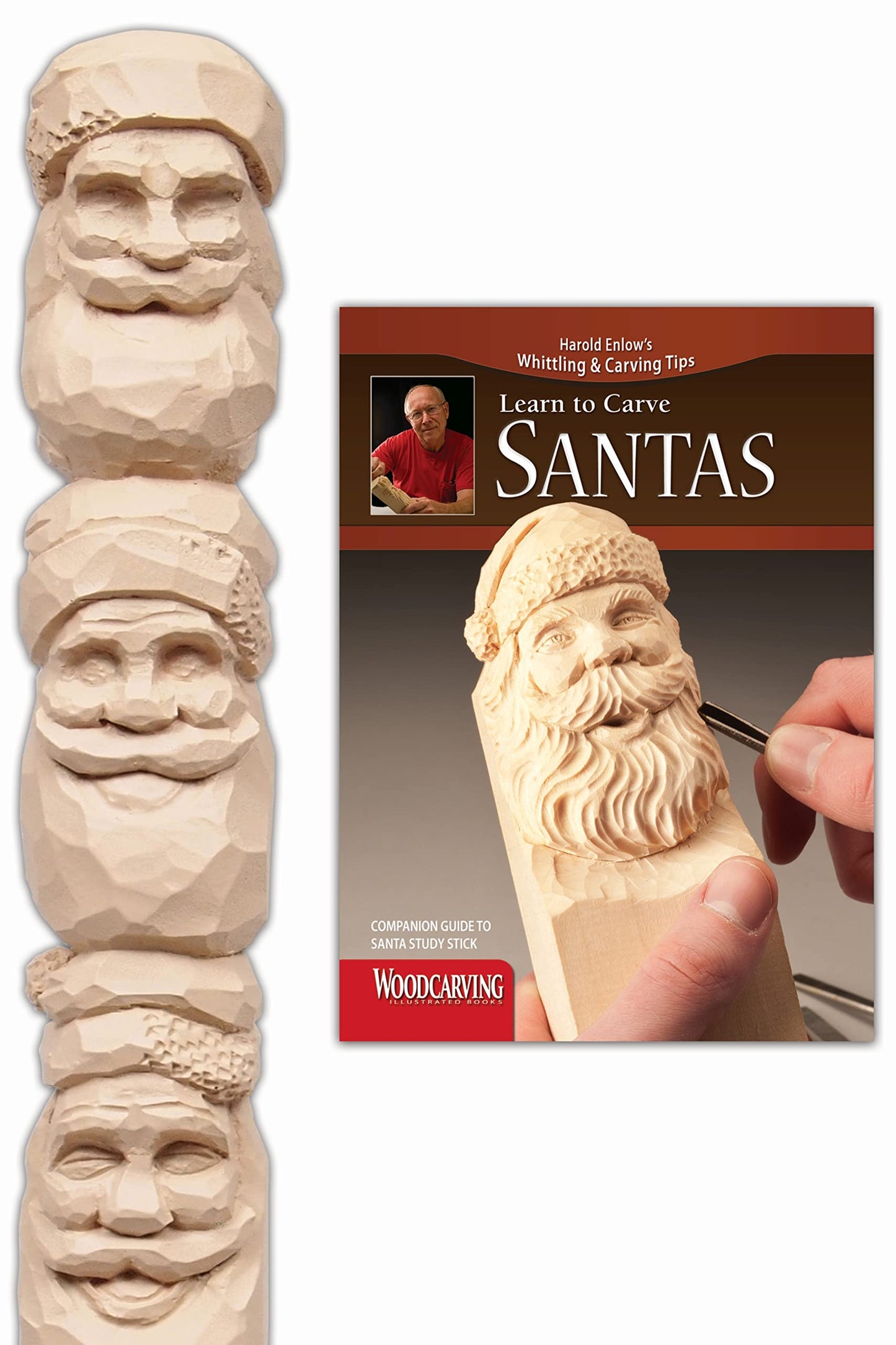 Santas Study Stick Kit (Learn to Carve Faces with Harold Enlow): Learn to Carve Santas Booklet & Santa Study Stick (Fox Chapel Publishing) High-Quality Resin Study Stick with Step-by-Step Instructions