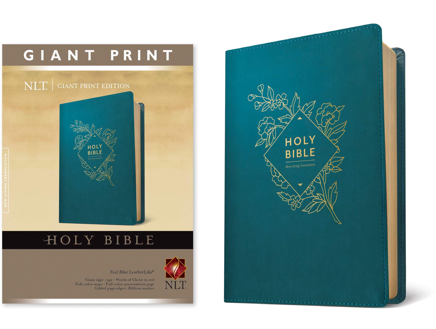 Holy Bible, Giant Print NLT (LeatherLike, Teal Blue, Red Letter)