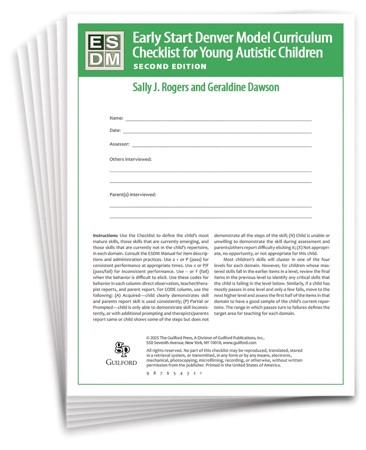 Early Start Denver Model Curriculum Checklist for Infants and Young Autistic Children