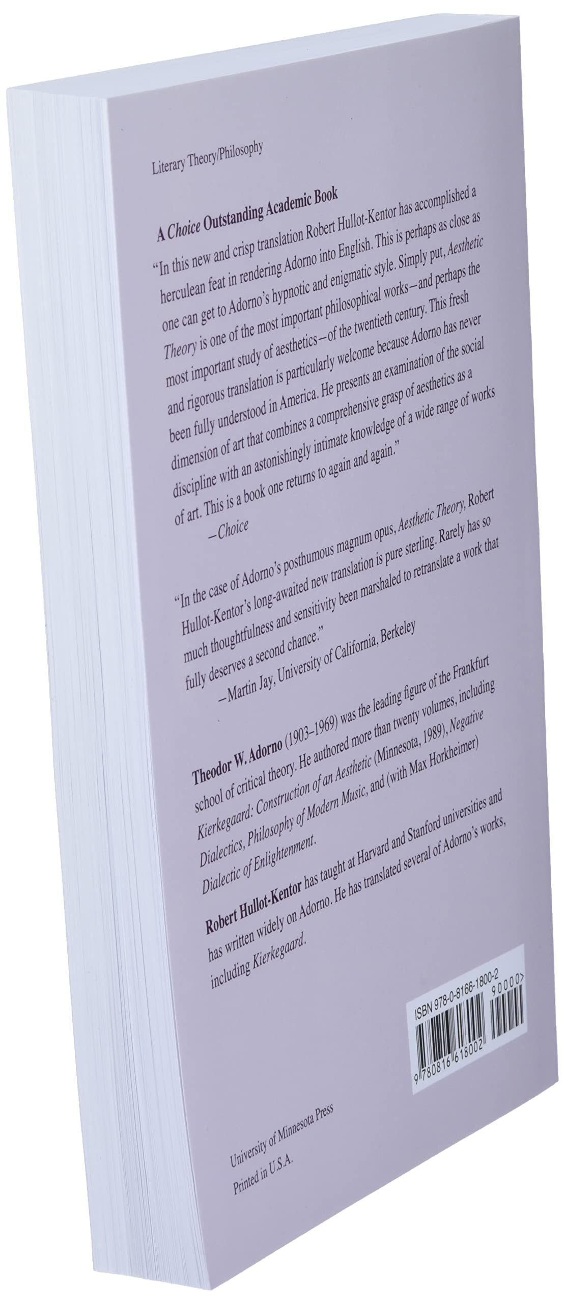 Aesthetic Theory (Volume 88) (Theory and History of Literature)