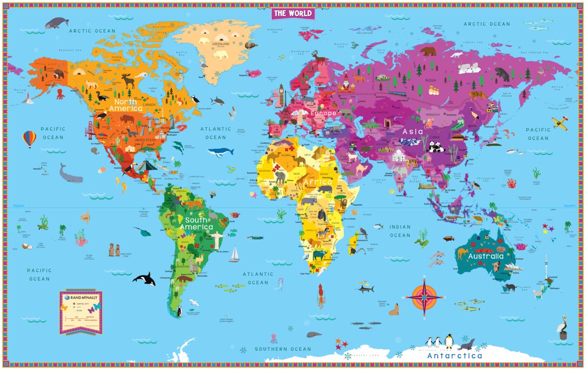 Rand McNally Kids' Illustrated World Wall Map - Paper Rolled
