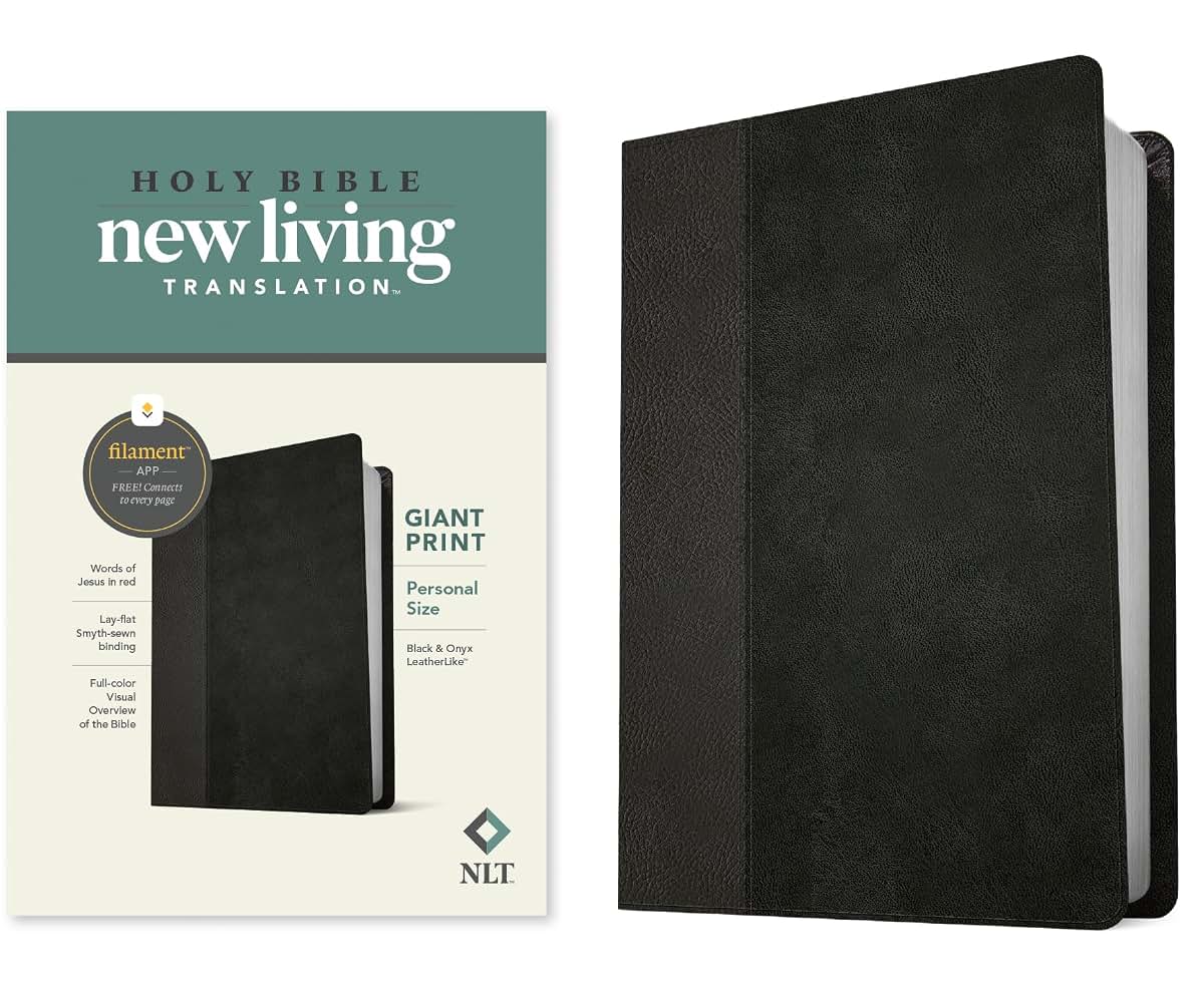 NLT Personal Size Giant Print Bible, Filament Enabled (LeatherLike, Black/Onyx, Red Letter): Includes Free Access to the Filament Bible App Delivering ... Notes, Devotionals, Worship Music, and Video